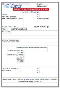 Health Information Card generic